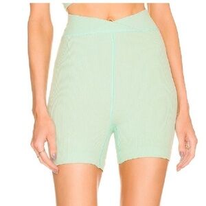 Free People Movement Turquoise Mint Free Throw Ribbed Bike Shorts Sz M